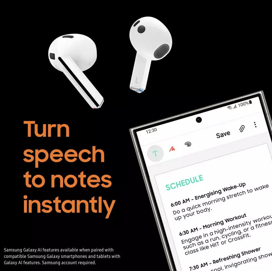 Samsung Galaxy Buds3 True Wireless Bluetooth In-Ear ANC Earbuds - White - Kazoop 