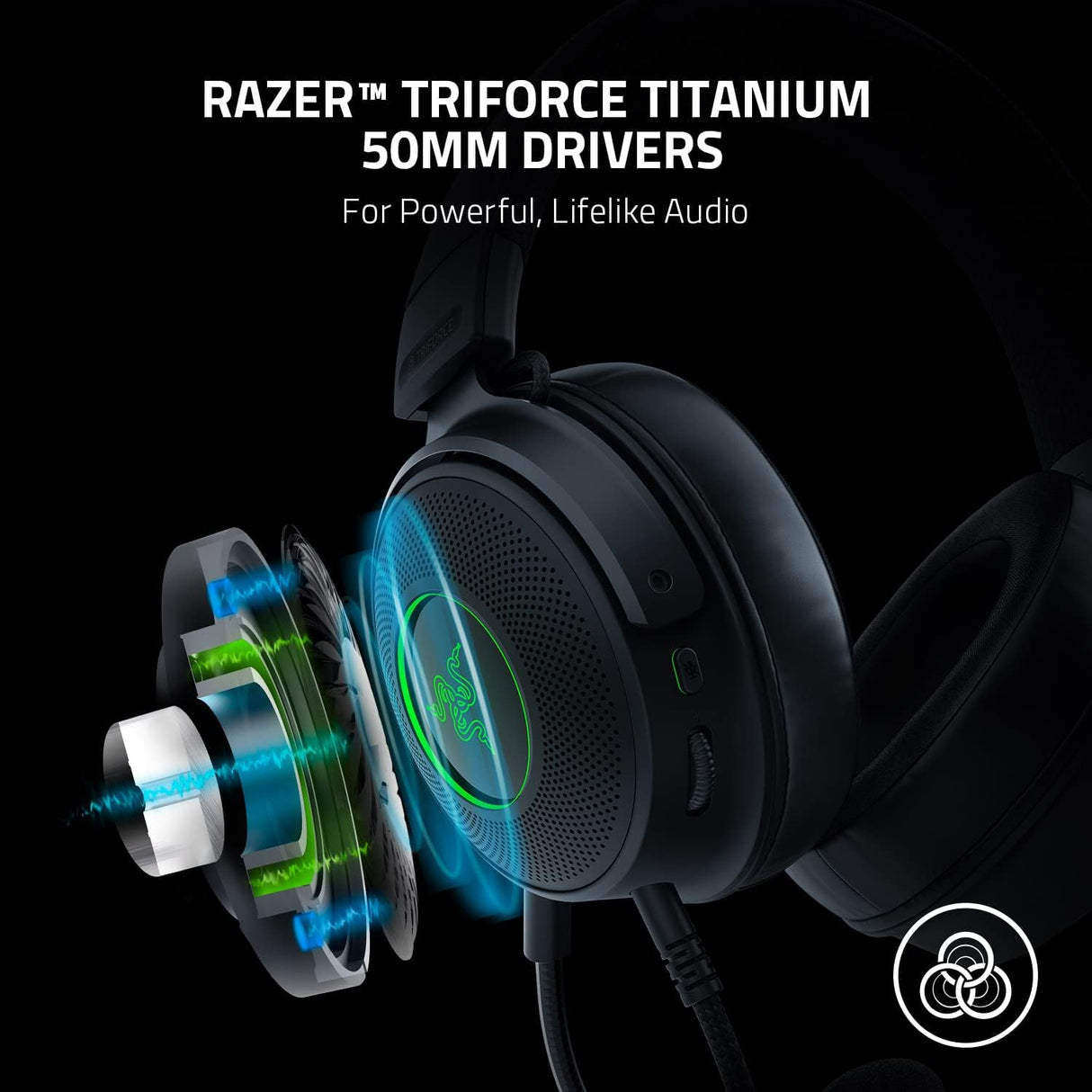 Razer Kraken V3 USB Wired Chroma RGB PC/Switch/PS Gaming Headset - Black