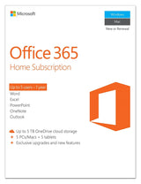 Microsoft Office 365 Home 5 Devices 1 Year Subscription Compatible PC/Mac