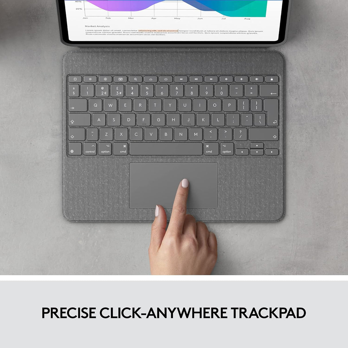 Logitech Combo Touch iPad Pro 12.9" QWERTY UK Keyboard Folio Case - Grey