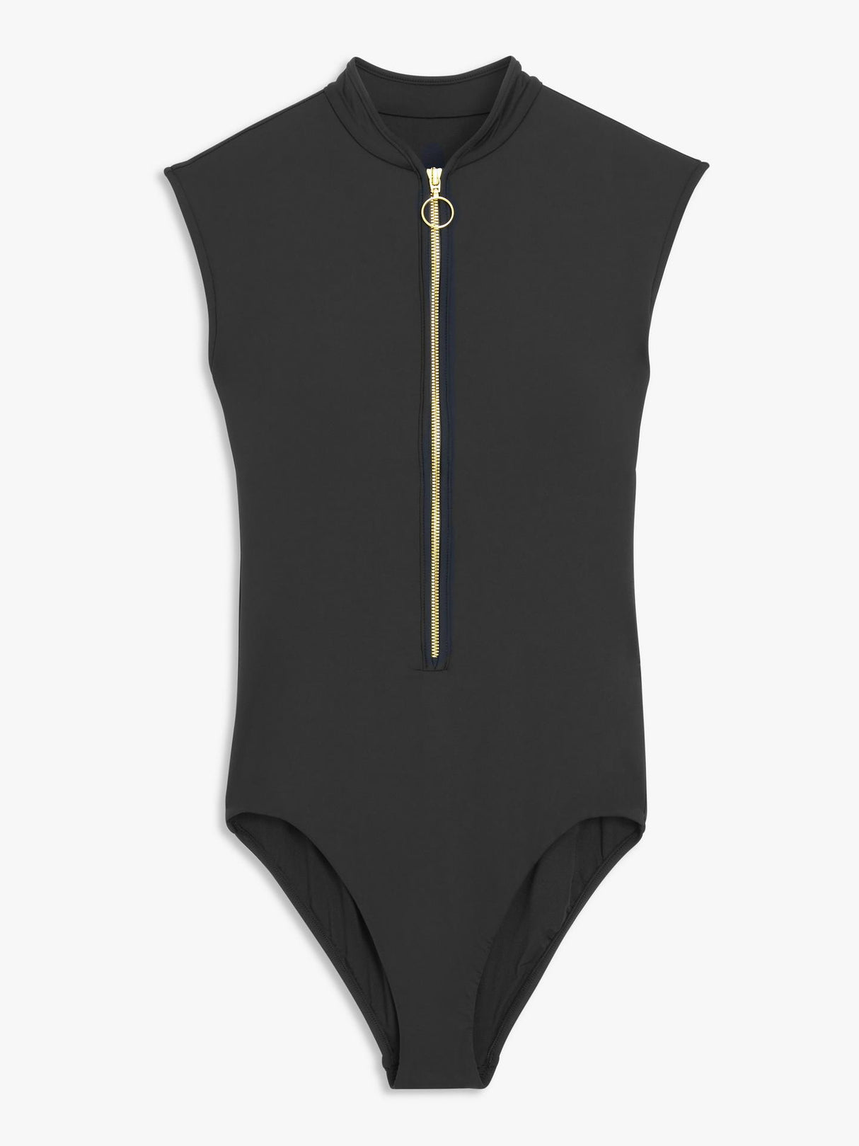 Seafolly Womens Zip Front Recycled Nylon One Piece Swimsuit Black - Size 14