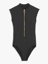 Seafolly Womens Zip Front Recycled Nylon One Piece Swimsuit Black - Size 14