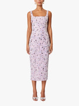 Elliatt Aurora Embellished Sleeveless Cocktail Midi Dress - Pink/Multi - L