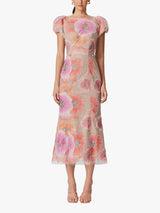 Elliatt Brittany Womens Embellished Polyester Floral Midi Dress Multi Size M