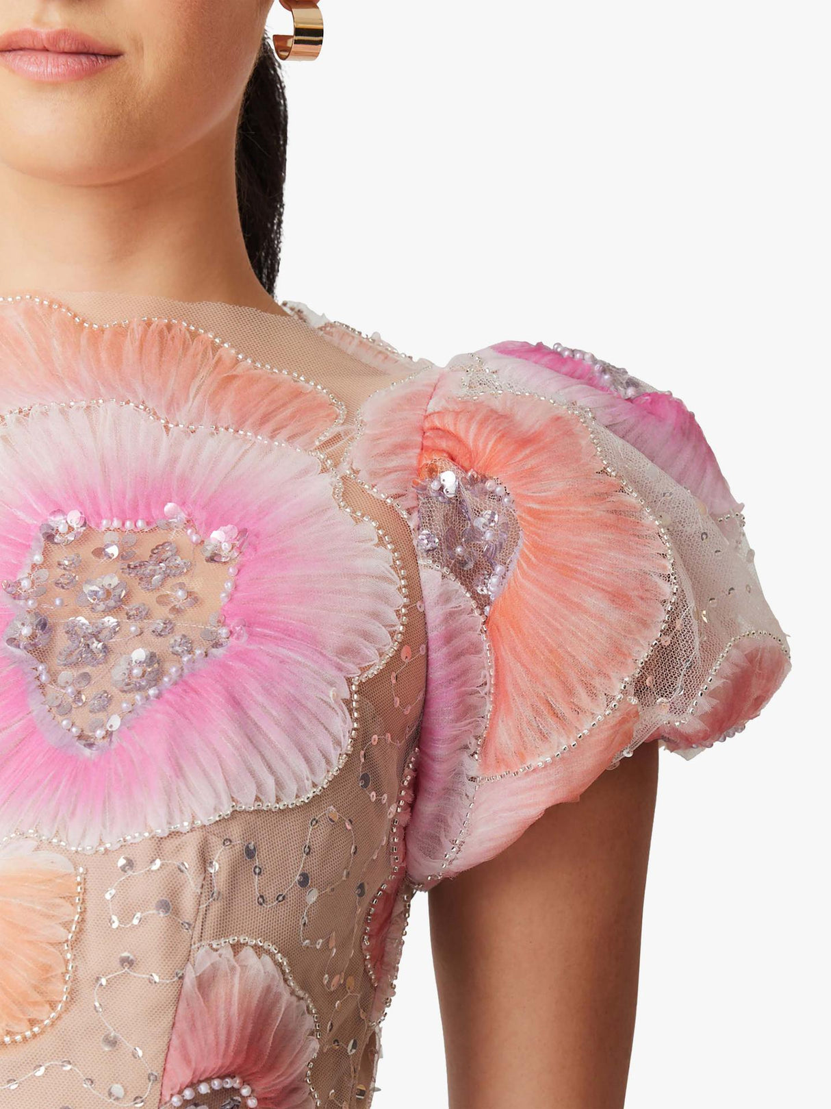 Elliatt Brittany Womens Embellished Polyester Floral Midi Dress Multi Size M