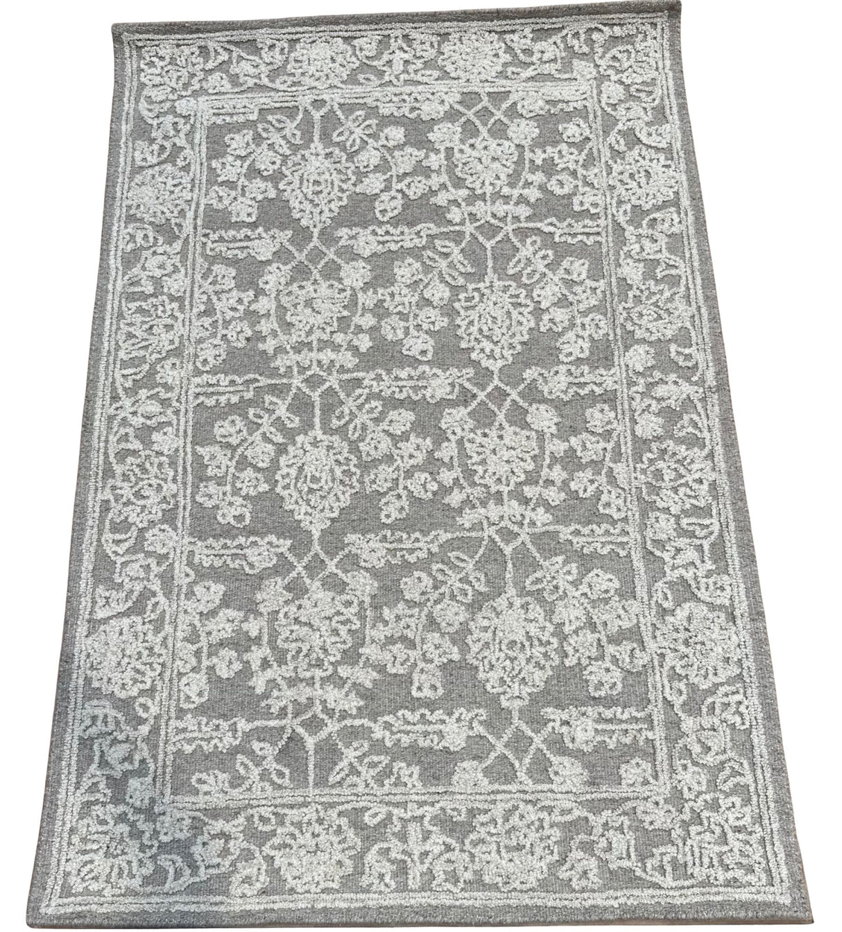John Lewis Madeline Traditional Floral Wool Rich Rug L180 x W120cm - Oatmeal