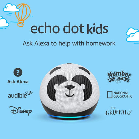Amazon Echo Dot 4th Gen Kids Smart Speker with Alexa - Panda - Kazoop 
