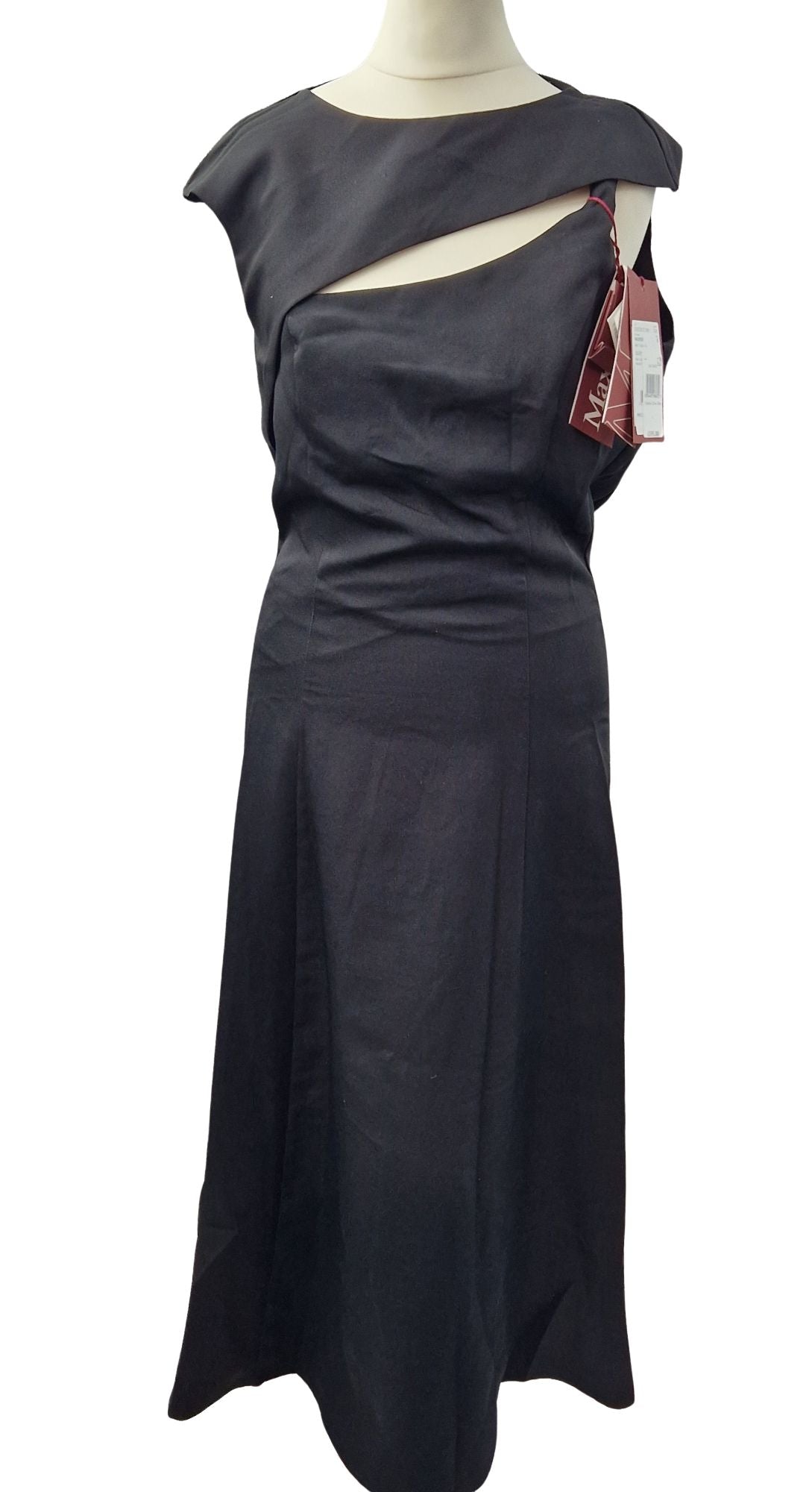 Max Mara Studio Valdese Women's Asymmetrical Cotton Midi Dress - Black UK 8