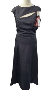 Max Mara Studio Valdese Women's Asymmetrical Cotton Midi Dress - Black UK 8