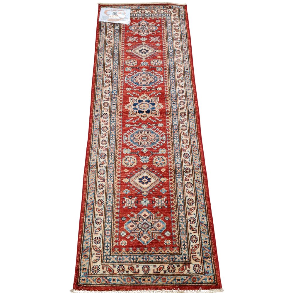 Gooch Oriental Supreme Kazak Wool Pile Runner Rug 178 x 63cm - Red