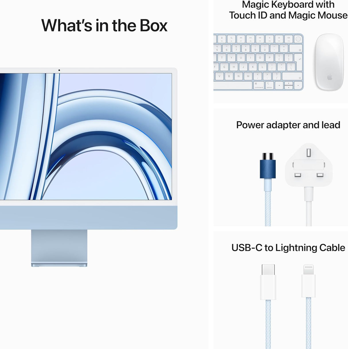 Apple 2023 iMac M3 8GB 256GB SSD 10‑Core 24” All-in-One Desktop PC - Blue