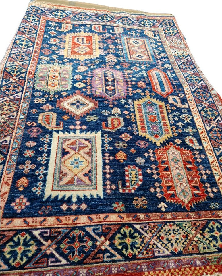 Gooch Oriental Sultani Rectangular Wool Rug Medium 183 x 127cm - Blue/Multi