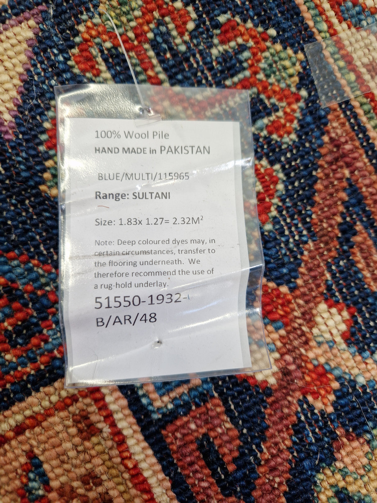 Gooch Oriental Sultani Rectangular Wool Rug Medium 183 x 127cm - Blue/Multi