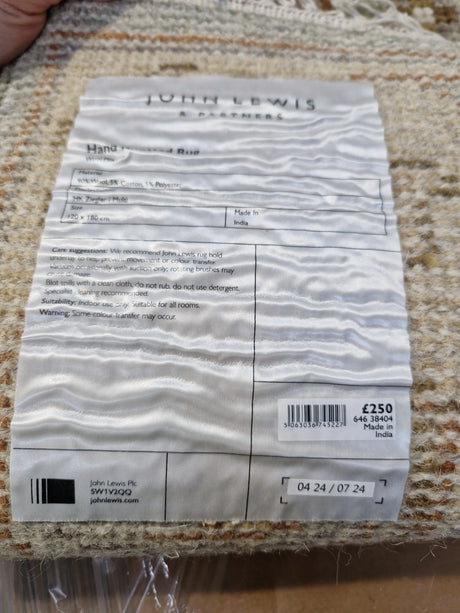 John Lewis Hand Knotted Kashvi Ziegler Wool Blend Rug 120 x 180cm - Natural