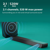 Philips TAB7207/10 2.1Ch 520W Soundbar with Wireless Subwoofer - Black