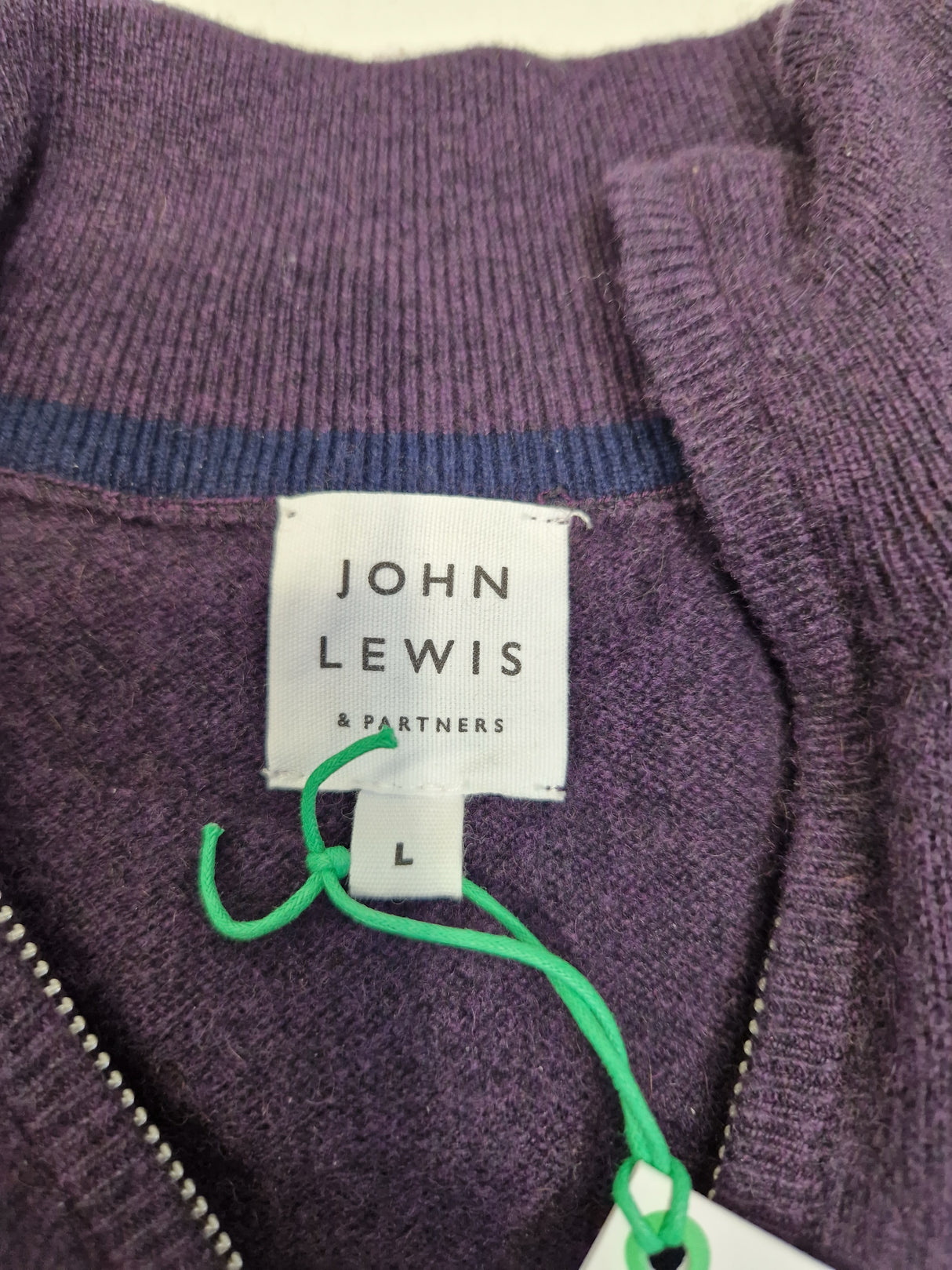 John Lewis Men's Cashmere Regular Half Zip Jumper - Nightshade - Size L