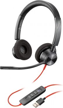Poly Plantronics Blackwire BW3320 USB-A MS Dual-Ear Wired Headset - Black