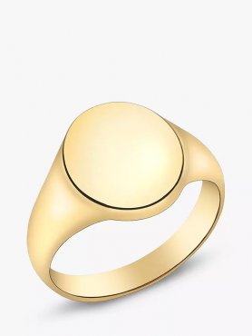 IBB Personalised 9ct Gold Unisex Single Oval Signet Ring - Gold - 15.5mm