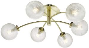 Där Avari Semi Flush Ceiling Light H20 x Dia.50cm - Satin Brass/Glass