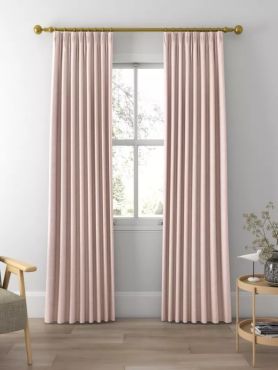 John Lewis Cotton Lined Pencil Pleat Curtains W228 x Drop 228cm - Rose Pink
