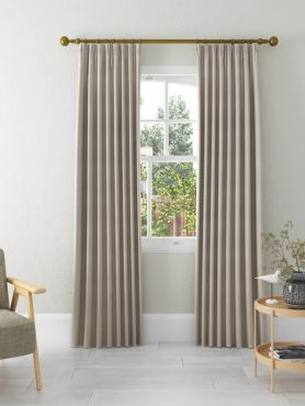 John Lewis Herringbone Weave Pair Lined Curtains W228 x Drop 274cm - Mole
