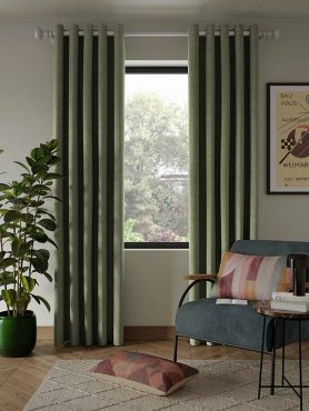 John Lewis Weave Thermal Lined Eyelet Curtains W228 x Drop 228cm - Sage