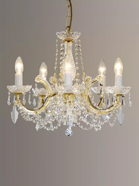 Impex Marie Theresa Chandelier 5 Arm - Clear/Gold