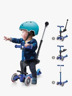 Micro Scooters Mini 3in1 Deluxe Ride On Scooter 1-5 Years Adjustable - Blue