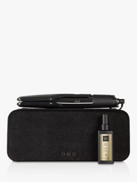 ghd Duet Hair Straightener & Sleek Talker Hair Oil Gift Set - Black