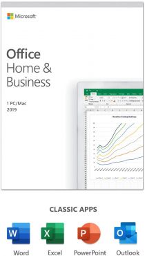Microsoft Office 2019 Home & Business 1 user 1 PC (Windows 10) or Mac